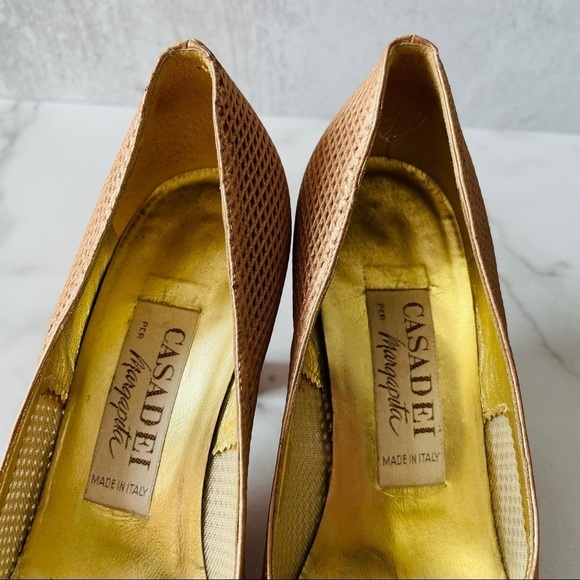 Vintage Casadei Rose Gold Mesh Pumps - Picture 4 of 9